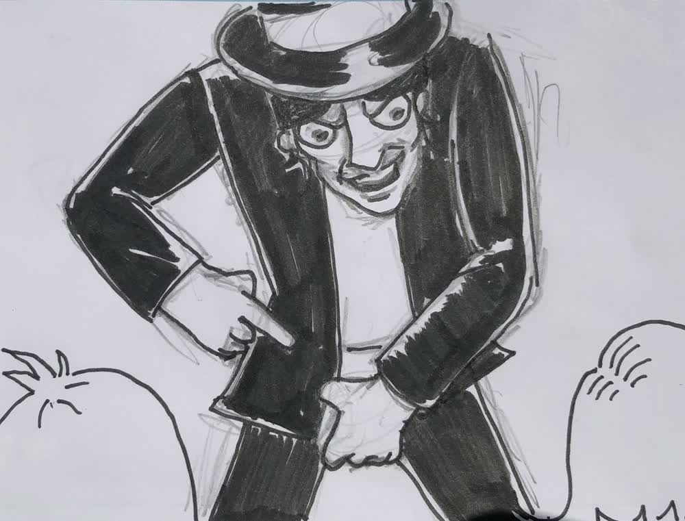 Bob, mid-rant, in his top hat